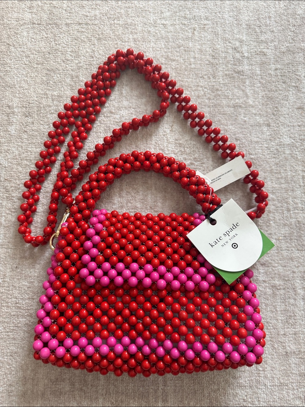 kate spade Red and Pink Beaded Mini Crossbody